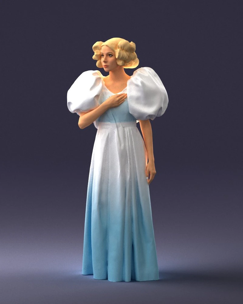 000077 Elegant Lady in Vintage Dress 0906 3D Model .c4d .max .obj .3ds .fbx .stl .blend 