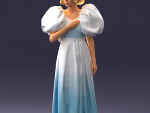 000077 Elegant Lady in Vintage Dress 0906 3D Model