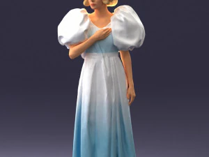 000077 Elegant Lady in Vintage Dress 0906 3D Model