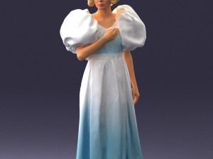 000077 Elegant Lady in Vintage Dress 0906 3D Model