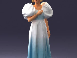 000077 Elegant Lady in Vintage Dress 0906 3D Model