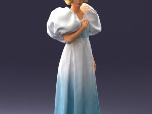 000077 Elegant Lady in Vintage Dress 0906 3D Model