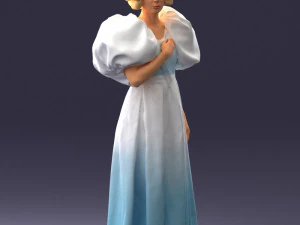 000077 Elegant Lady in Vintage Dress 0906 3D Model