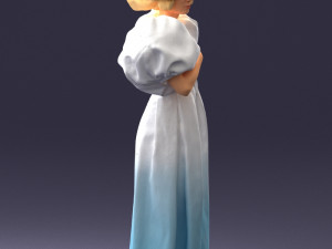 000077 Elegant Lady in Vintage Dress 0906 3D Model