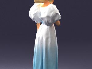 000077 Elegant Lady in Vintage Dress 0906 3D Model