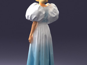 000077 Elegant Lady in Vintage Dress 0906 3D Model