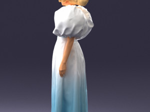 000077 Elegant Lady in Vintage Dress 0906 3D Model