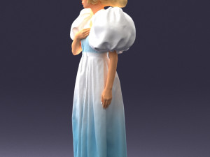 000077 Elegant Lady in Vintage Dress 0906 3D Model