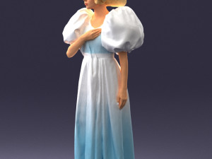 000077 Elegant Lady in Vintage Dress 0906 3D Model