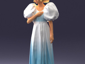 000077 Elegant Lady in Vintage Dress 0906 3D Model