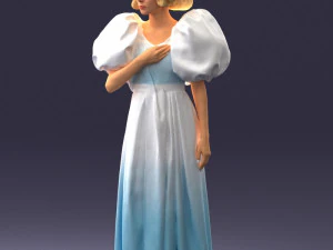 000077 Elegant Lady in Vintage Dress 0906 3D Model