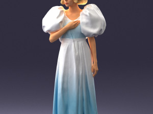000077 Elegant Lady in Vintage Dress 0906 3D Model