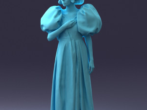 000077 Elegant Lady in Vintage Dress 0906 3D Model