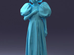 000077 Elegant Lady in Vintage Dress 0906 3D Model