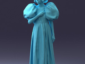 000077 Elegant Lady in Vintage Dress 0906 3D Model