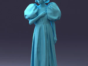 000077 Elegant Lady in Vintage Dress 0906 3D Model