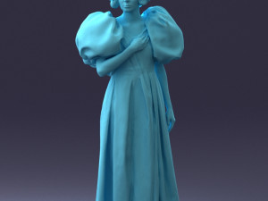 000077 Elegant Lady in Vintage Dress 0906 3D Model