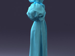 000077 Elegant Lady in Vintage Dress 0906 3D Model