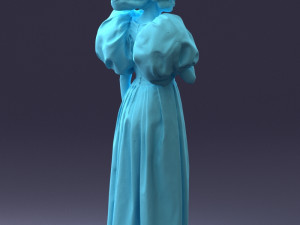 000077 Elegant Lady in Vintage Dress 0906 3D Model