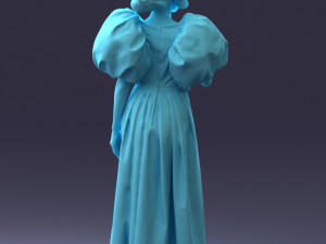 000077 Elegant Lady in Vintage Dress 0906 3D Model