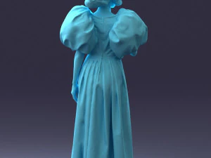 000077 Elegant Lady in Vintage Dress 0906 3D Model