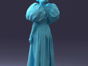 000077 Elegant Lady in Vintage Dress 0906 3D Model