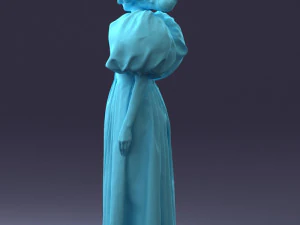 000077 Elegant Lady in Vintage Dress 0906 3D Model