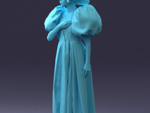 000077 Elegant Lady in Vintage Dress 0906 3D Model
