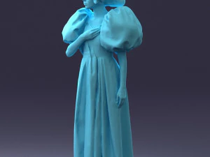000077 Elegant Lady in Vintage Dress 0906 3D Model
