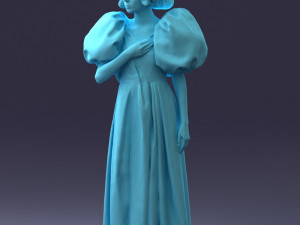 000077 Elegant Lady in Vintage Dress 0906 3D Model