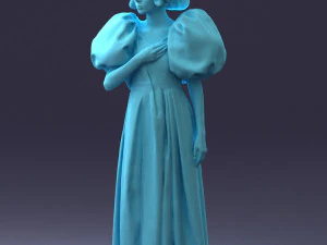 000077 Elegant Lady in Vintage Dress 0906 3D Model
