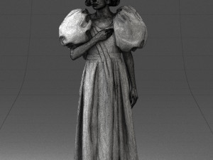 000077 Elegant Lady in Vintage Dress 0906 3D Model