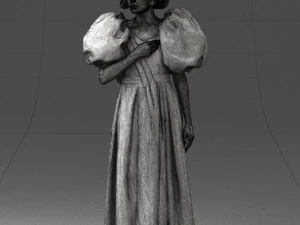 000077 Elegant Lady in Vintage Dress 0906 3D Model