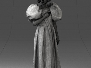 000077 Elegant Lady in Vintage Dress 0906 3D Model