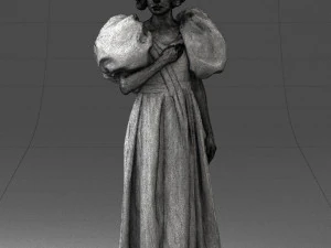 000077 Elegant Lady in Vintage Dress 0906 3D Model