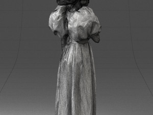 000077 Elegant Lady in Vintage Dress 0906 3D Model