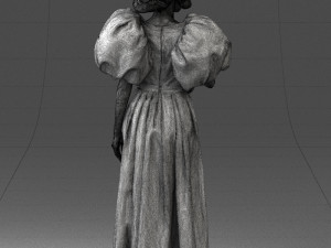 000077 Elegant Lady in Vintage Dress 0906 3D Model
