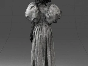 000077 Elegant Lady in Vintage Dress 0906 3D Model