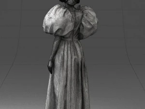 000077 Elegant Lady in Vintage Dress 0906 3D Model