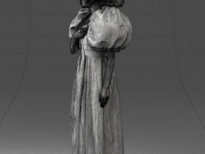 000077 Elegant Lady in Vintage Dress 0906 3D Model