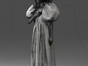 000077 Elegant Lady in Vintage Dress 0906 3D Model