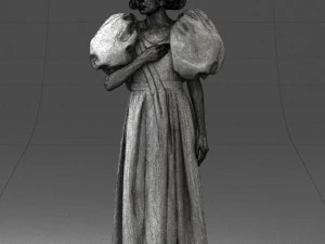 000077 Elegant Lady in Vintage Dress 0906 3D Model