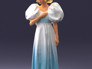 000077 Elegant Lady in Vintage Dress 0906 3dp Modèles 3D en vedette