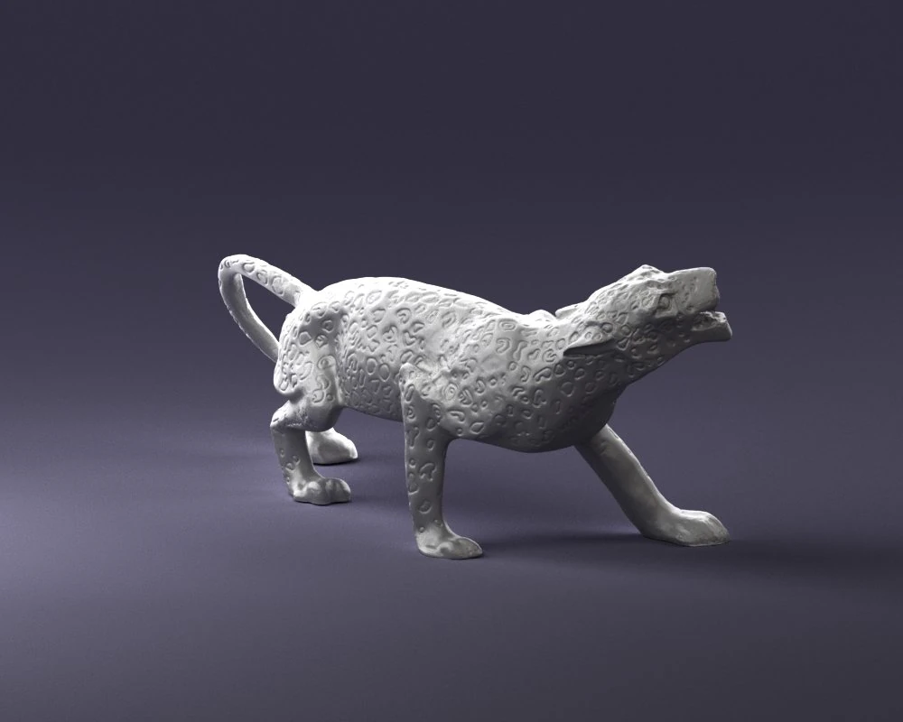 000205 Snarling Leopard Figurine 1121 3D Model .c4d .max .obj .3ds .fbx .stl .blend 