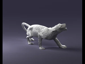 000205 Snarling Leopard Figurine 1121 3D Model