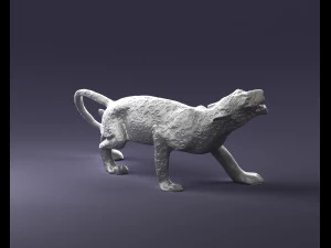 000205 Snarling Leopard Figurine 1121 3D Model
