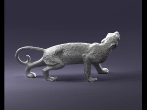 000205 Snarling Leopard Figurine 1121 3D Model