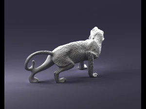 000205 Snarling Leopard Figurine 1121 3D Model