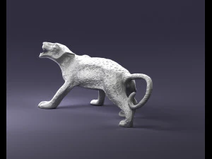 000205 Snarling Leopard Figurine 1121 3D Model