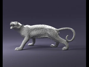 000205 Snarling Leopard Figurine 1121 3D Model